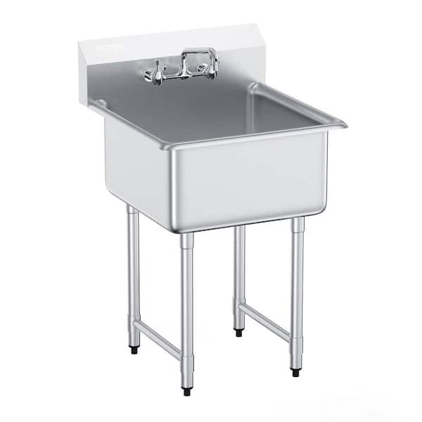 VEVOR 27 x 41 in. Stainless Steel Prep & Utility Sink 1 Compartment Free Standing Small Sink with Faucet & legs, NSF Certified