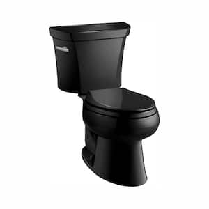 Wellworth 12 in. Rough In 2-Piece 1 GPF Single Flush Elongated Toilet in Black Black Seat Not Included