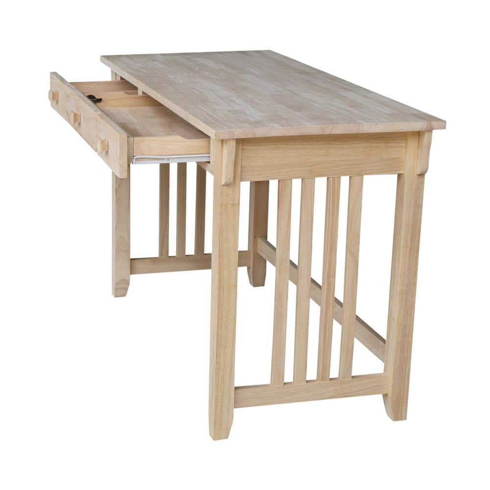 Solid Wood Mission Computer Desk with Drawer and Keyboard Tray
