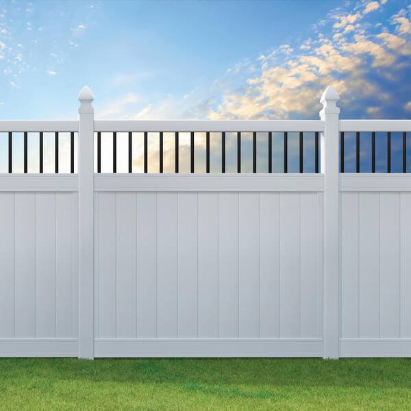 Veranda Pro Series 5 in. x 5 in. x 72 in. White Vinyl Woodbridge Routed Corner Fence Post