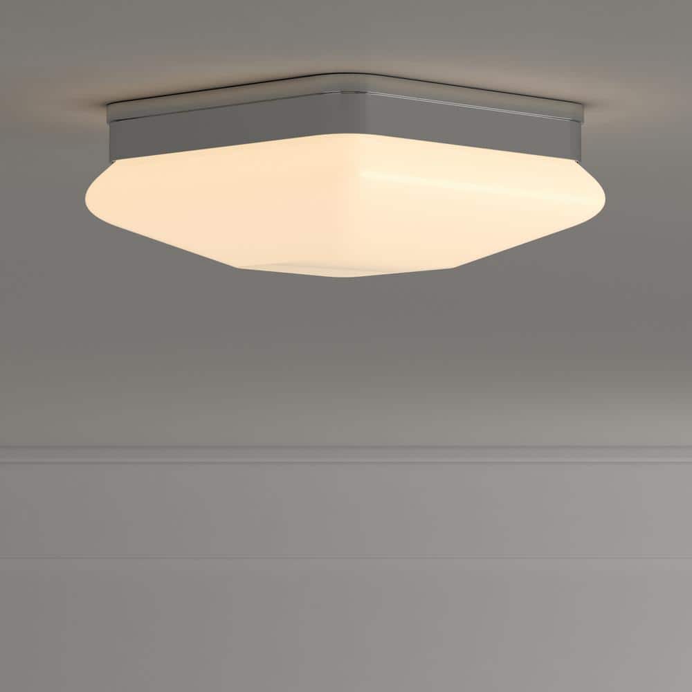 Polished Chrome Square Glass Flush Mount Light