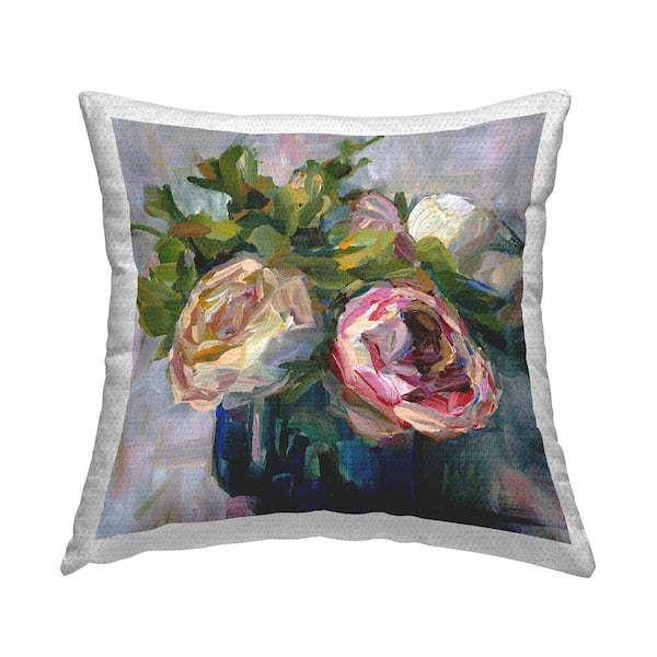 Modern Rose Arrangement Multi-Color Square Outdoor Throw Pillow