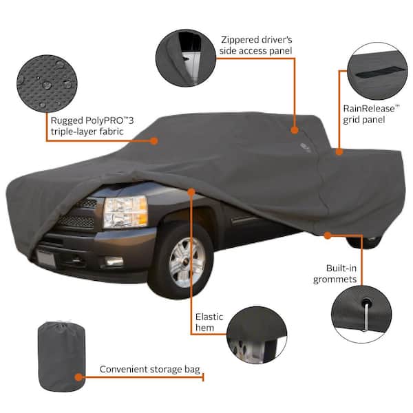 Classic Accessories Over Drive 232 in. L x 70 in. W x 60 in. H PolyPRO3  Truck Cover with RainRelease in Grey 10-119-251001-RT The Home Depot