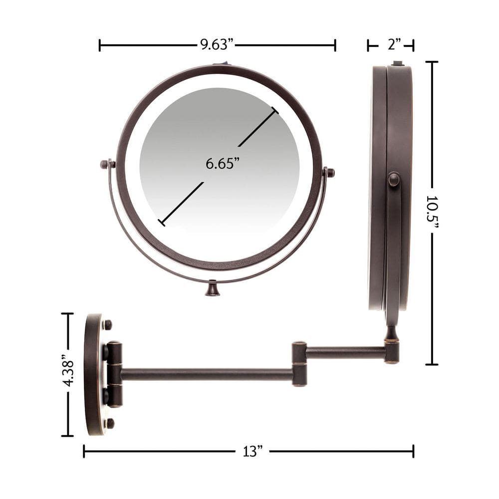 Antique Bronze 8.5" LED Wall Mounted Magnifying Mirror