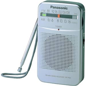 Classic Pocket AM/FM Radio Silver LED Tuning Indicator, Two AA Battery Operation, Large Speaker & Slide-Rule Tuning Dial