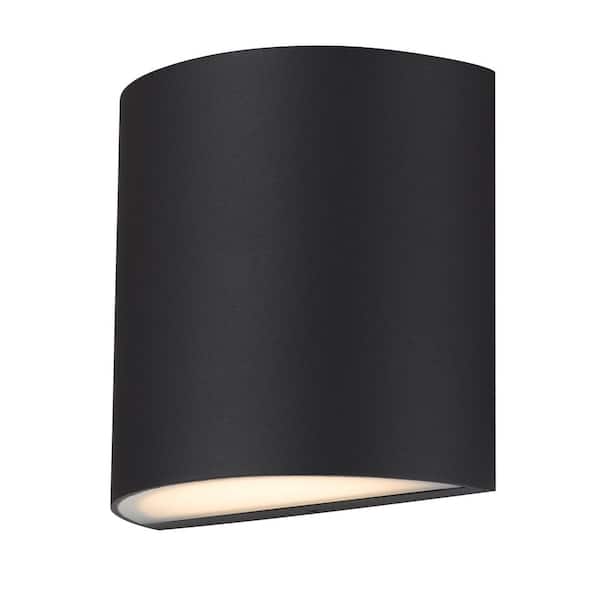 7 in. 1-Light Cylinder Black LED Outdoor Wall Sconce for Porch Patio Garage Entryway, 3CCT Modern Exterior Light Fixture