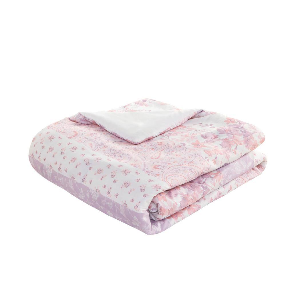 Romantic Pink Floral Paisley Full Comforter Set with Microfiber