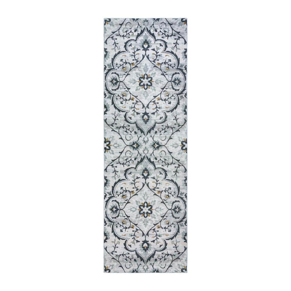 Quattro Tunny Gray 3 ft. x 8 ft. Medallion Indoor Runner Rug price history on PriceWatchPro