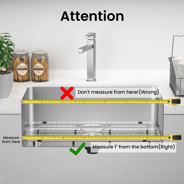 Kitchen Sink Grid & Protector – 26 X 14" Stainless Steel, Rear Drain, Fits Single Bowl Sinks, Chrome-Plated Finish