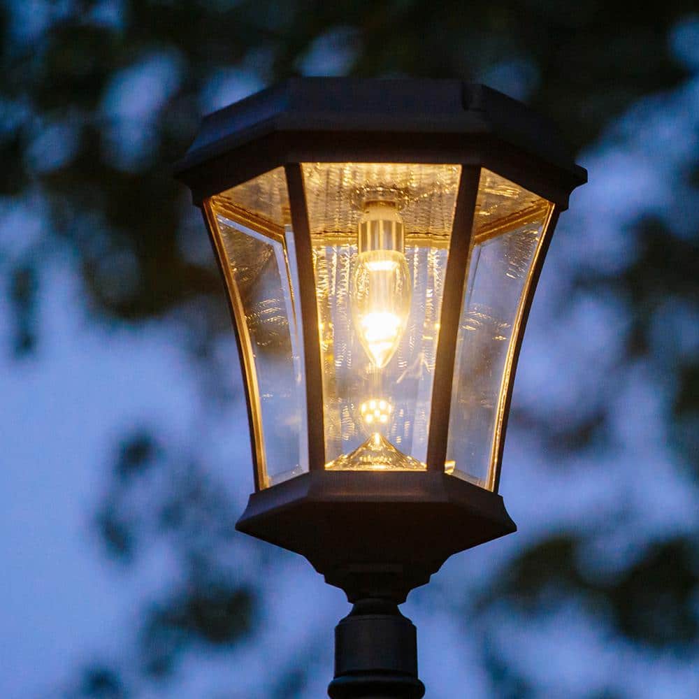 Victorian Black Aluminum Solar LED Lamp Post with Motion Sensor