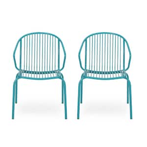 2-Piece Green Metal Outdoor Lawn Chair for Poolside, Patio, Garden and Deck