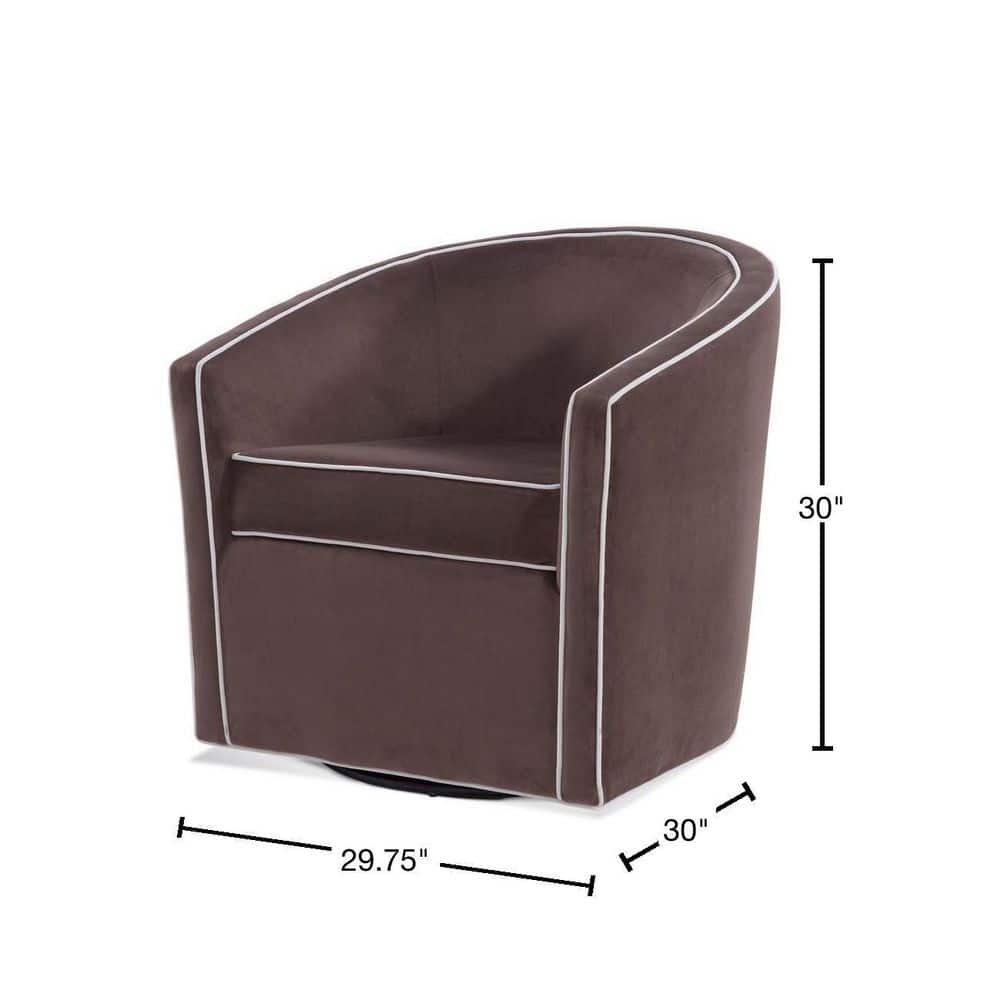 Keely Maple Brown and Cream Velvet Barrel Swivel Chair