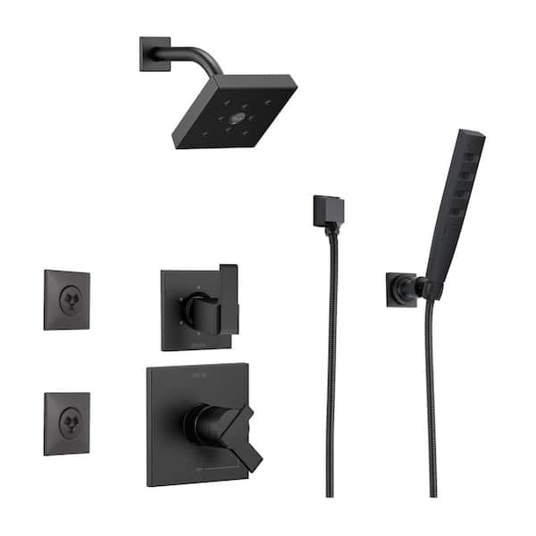 Ara 3-Spray Dual Wall Mount Fixed and Handheld Shower Head 1.75 GPM in Matte Black