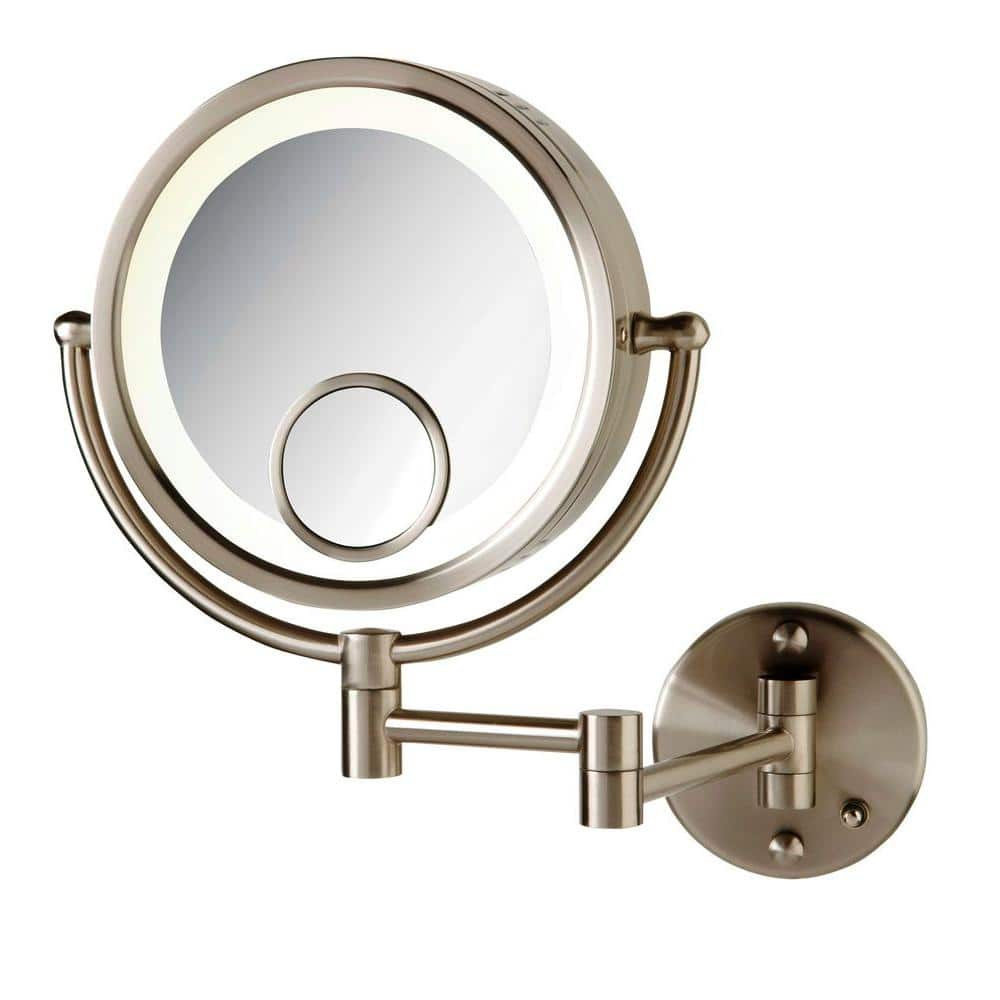 Mounted lighted shop makeup mirror