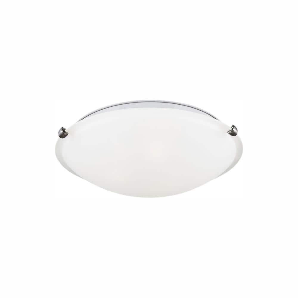 Brushed Nickel LED Flush Mount Ceiling Light with Satin Etched Glass