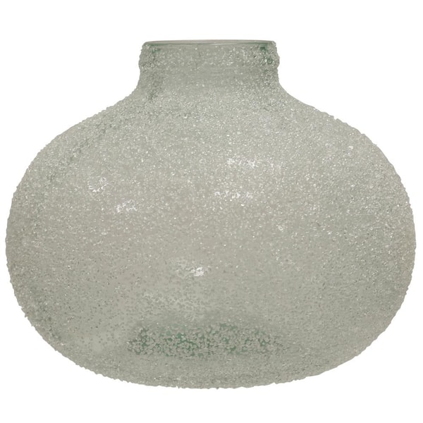 StyleCraft Translucent Smoke Crackle Glass Round Wide Vase