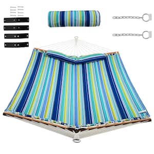 10.5 ft. Portable Hammock with Detachable Pillow in Blue and Green