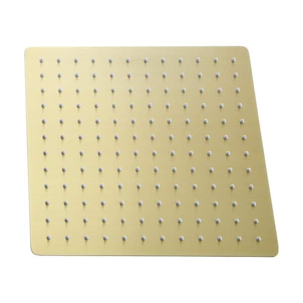 LORDEAR 1-Spray Patterns 12 in. Square Wall Mount Rain Fixed Shower Head with 2.5 GPM in Gold