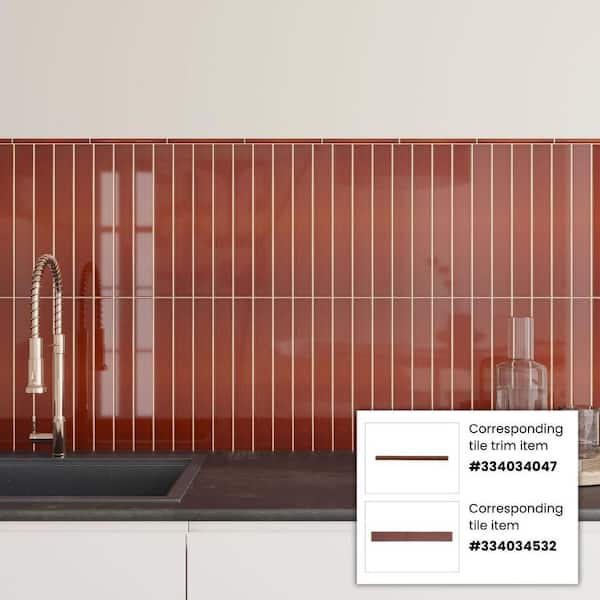 ゴメス16 THE  TRINIDAD Apollo Tile Horizonte 2 in. x 16 in. Glossy Caramel Ceramic Subway