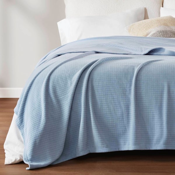 Microfleece Blue Polyester King Quilted Blanket
