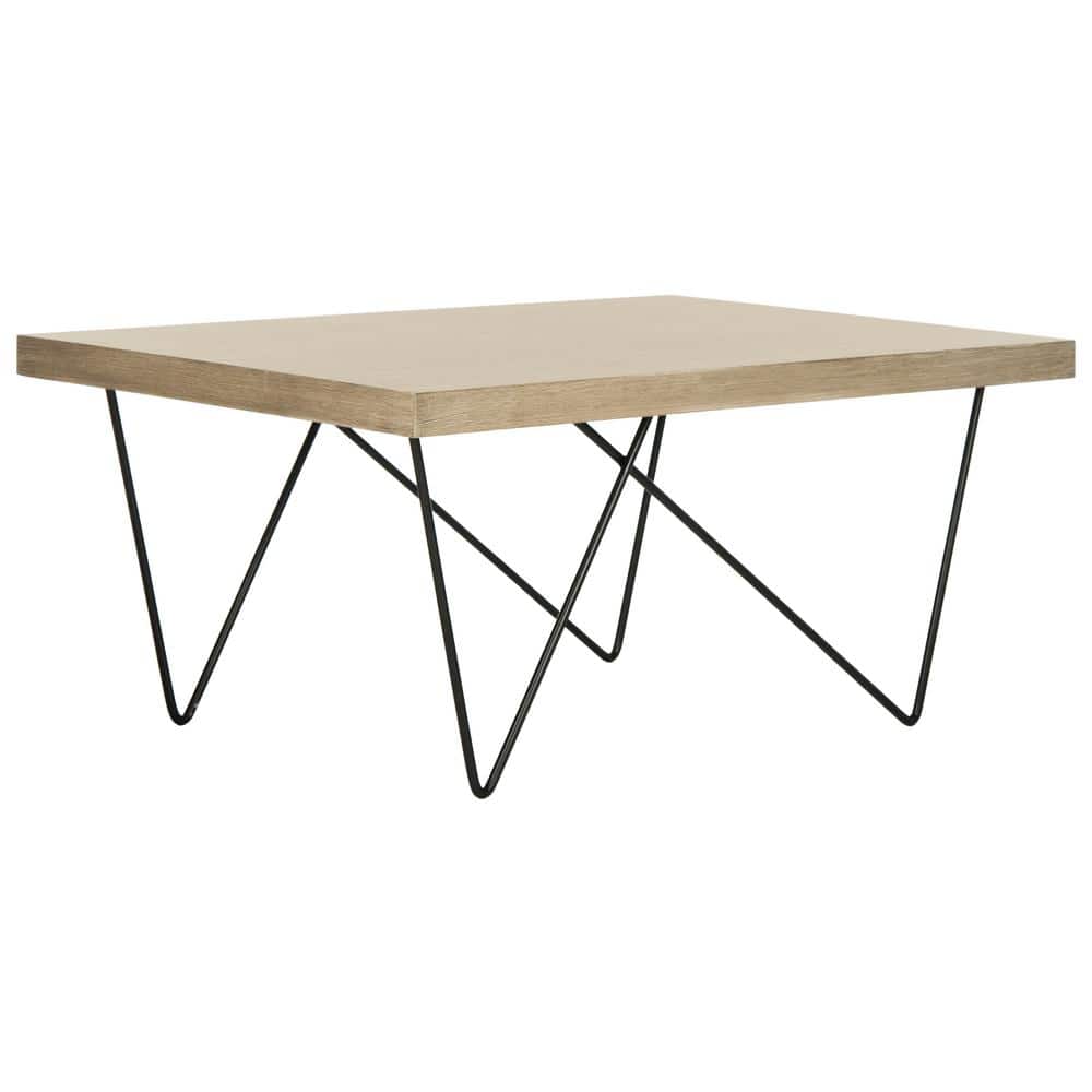 Transitional Brown Wood & Metal Coffee Table with Storage