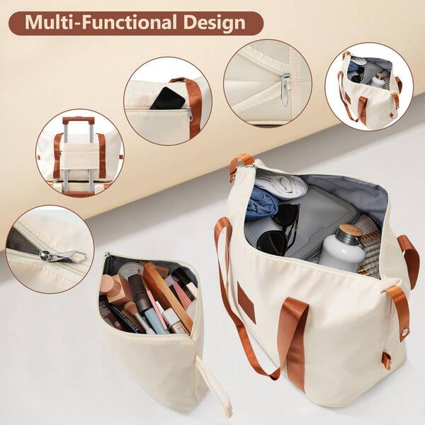 Merax 6-Piece White and Brown Expandable ABS Hardshell Spinner 16