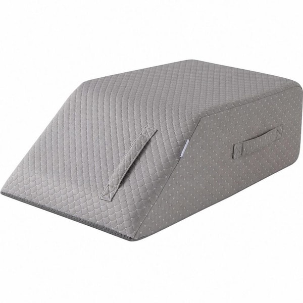 23.6 in. x 16.8 in. x 8 in. 1‑Piece Bed Memory Foam Leg Elevation Wedge Pillow in Gray for Back Sleeping Support
