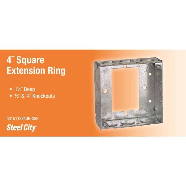 Steel City 4 in. 21 cu. in. Steel Pre-Galvanized Square Box 
