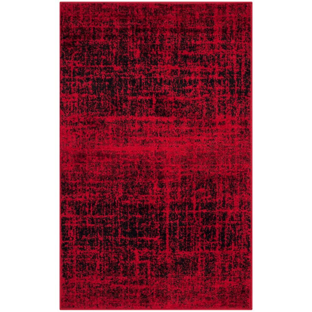 Red and Black Synthetic Circle Area Rug, 2'-6" x 4'