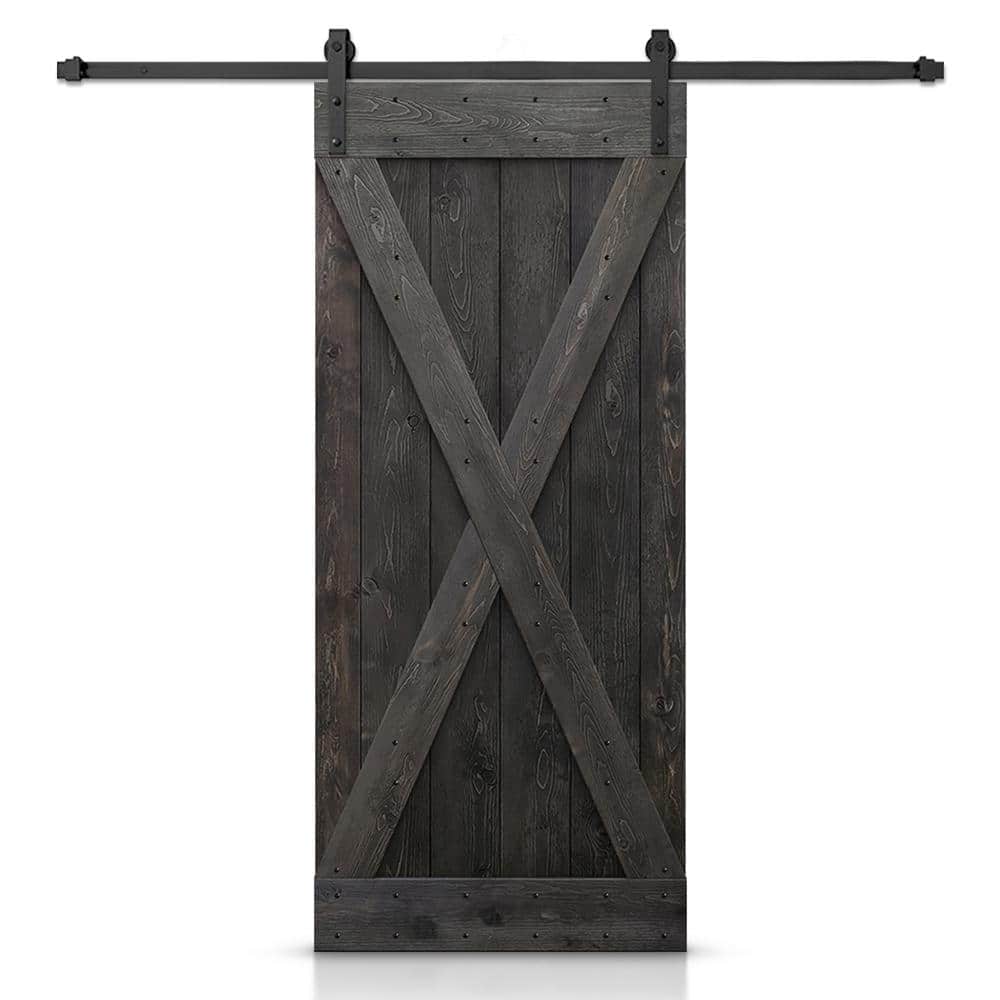 20 in. x 80 in. X Series Solid Core Charcoal Black Stained DIY Wood Interior Sliding Barn Door with Hardware Kit price history on PriceWatchPro