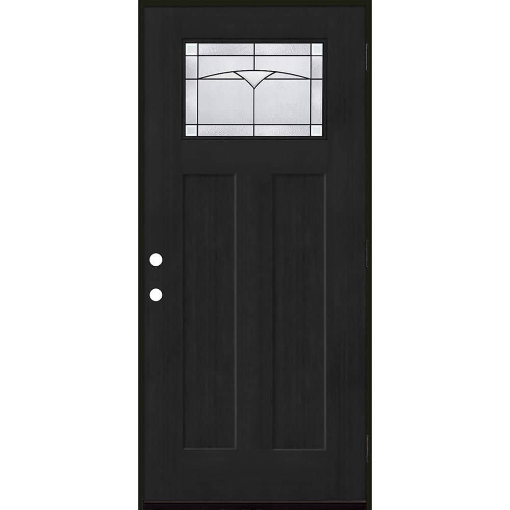Regency 36 in. x 80 in. 1/4 TopL Horizon Glass LHOS Onyx Fir Fiberglass Prehung Front Door with 6-9/16 Jamb price history on PriceWatchPro