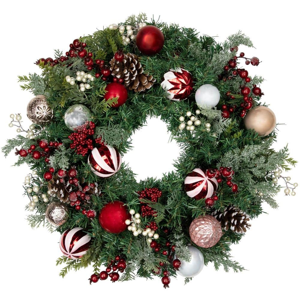 28 in. Unlit Ornaments and Pinecones Artificial Christmas Wreath price history on PriceWatchPro