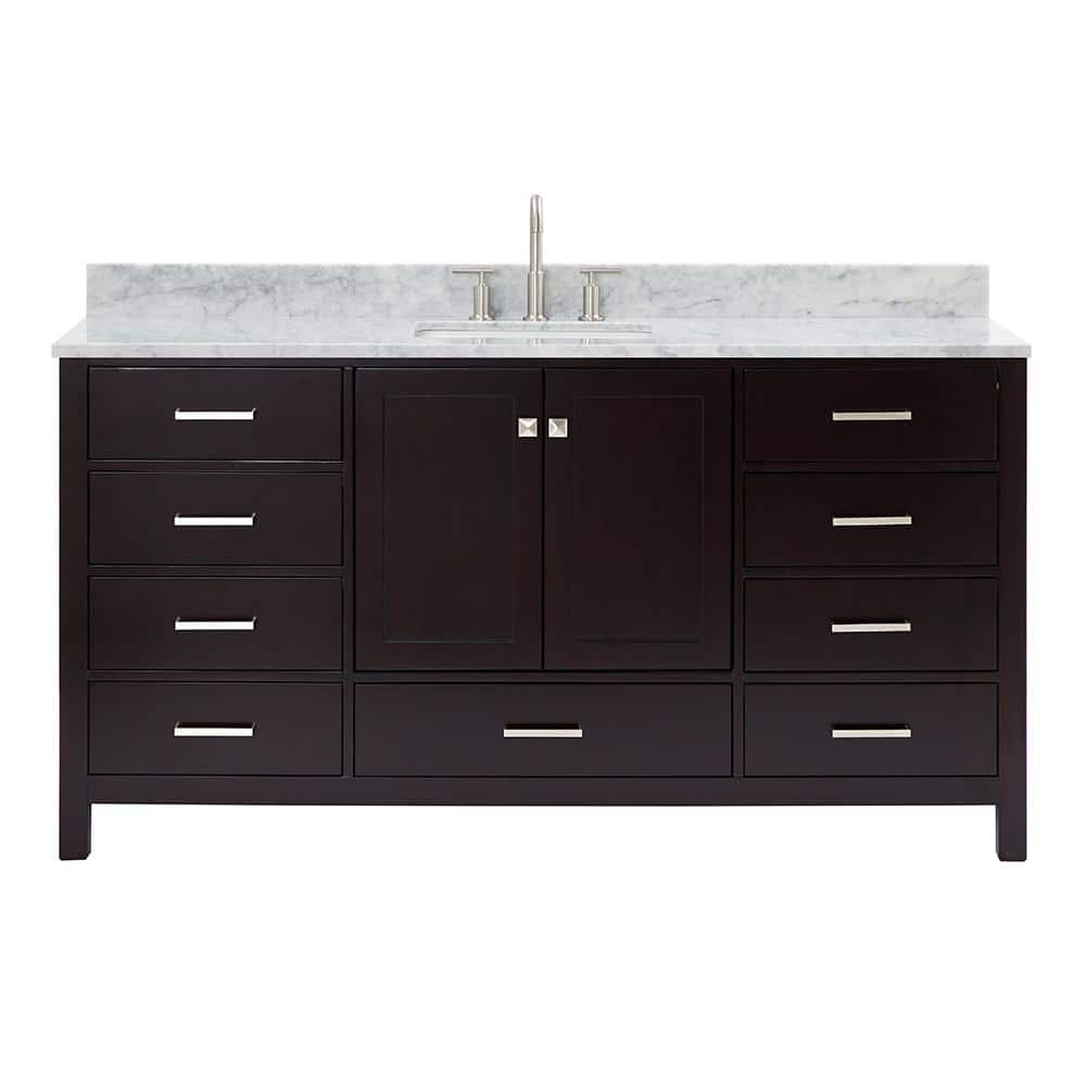 Espresso Solid Wood and Marble Single Basin Vanity Set
