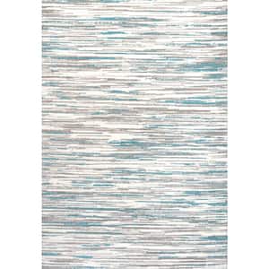 Speer Gray/Blue 3 ft. x 5 ft. Abstract Linear Stripe Area Rug