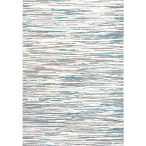 Speer Gray/Blue 4 ft. x 6 ft. Abstract Linear Stripe Area Rug