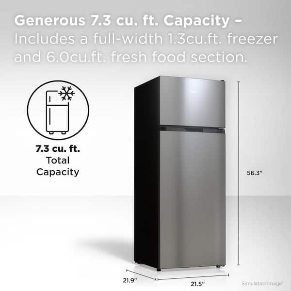7.3 cu. ft. 2-Door Mini Refrigerator in Silver with Top Freezer