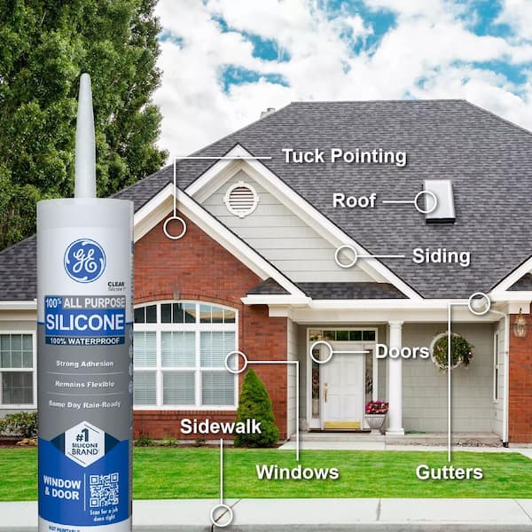 GE All Purpose Silicone 1 Caulk 10.1 oz Window and Door