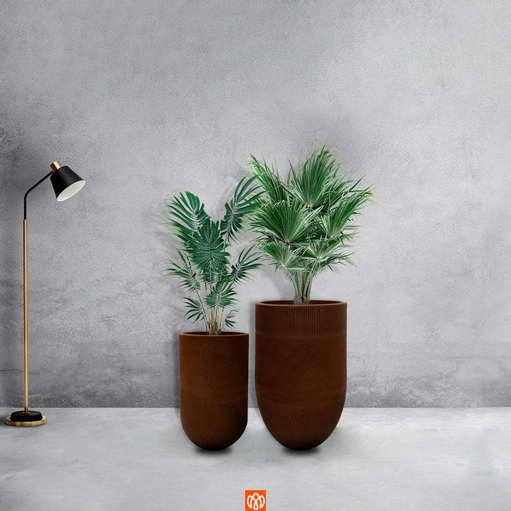 Brown Polyethylene Resin Oval Floor Planter with Drainage Holes
