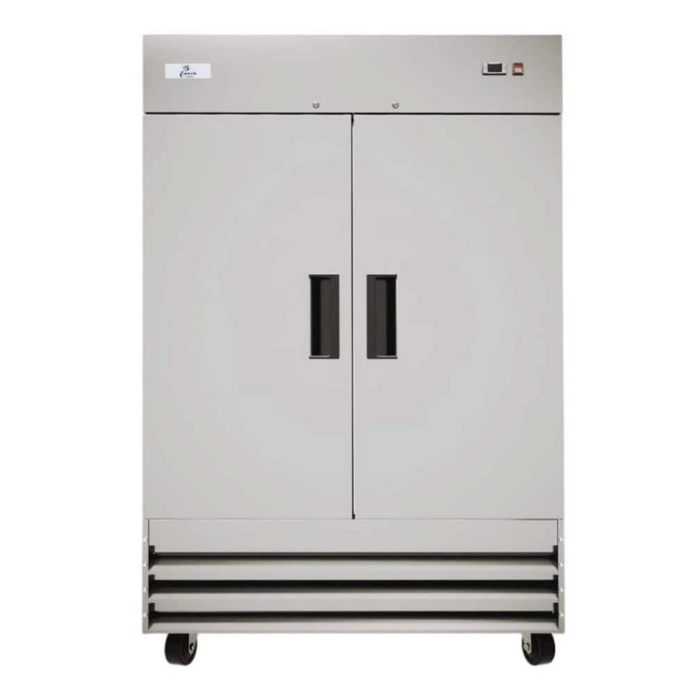 54 in. W 47 cu. ft. Two Door Auto Defrost Reach In Upright Commercial Refrigerator in Stainless Steel