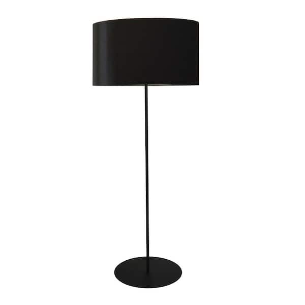 Dainolite Maine 61 in. H 1-Light Black Floor Lamp with Fabric Shade