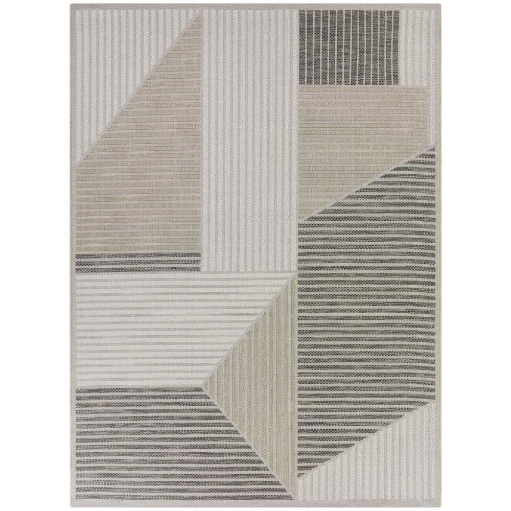 Ernesto Tan and Gray Geometric Synthetic Indoor/Outdoor Area Rug 5' x 7'