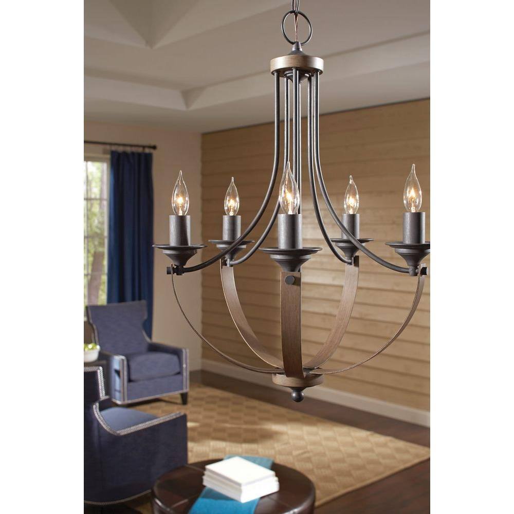 Stardust Black 5-Light Incandescent Candle Chandelier
