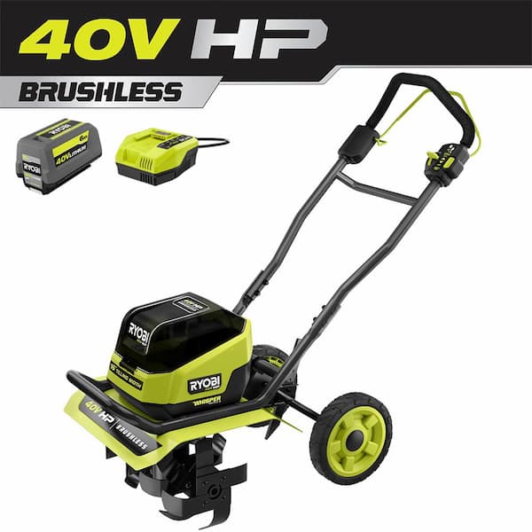 RYOBI 40V HP Brushless 16 in. Front Tine Tiller with Adjustable Tilling Width with 6.0 Ah Battery and Quick Charger