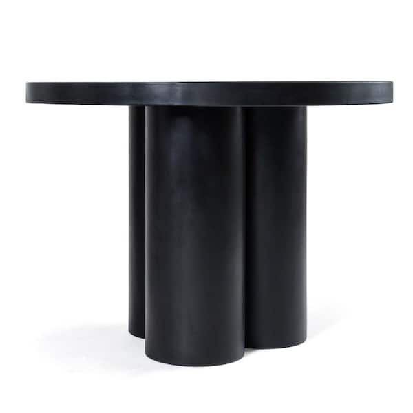 Bruni Modern Black Round Concrete Outdoor Dining Table