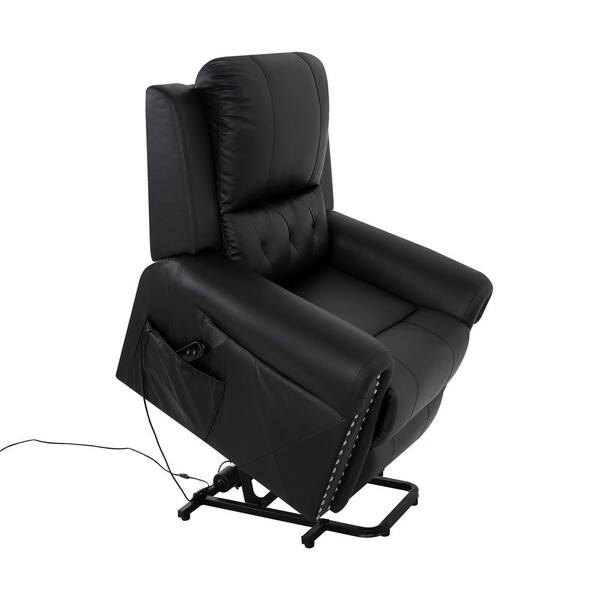 HOMESTOCK Black Deluxe Adjustable Power Lift Recliner Chair for