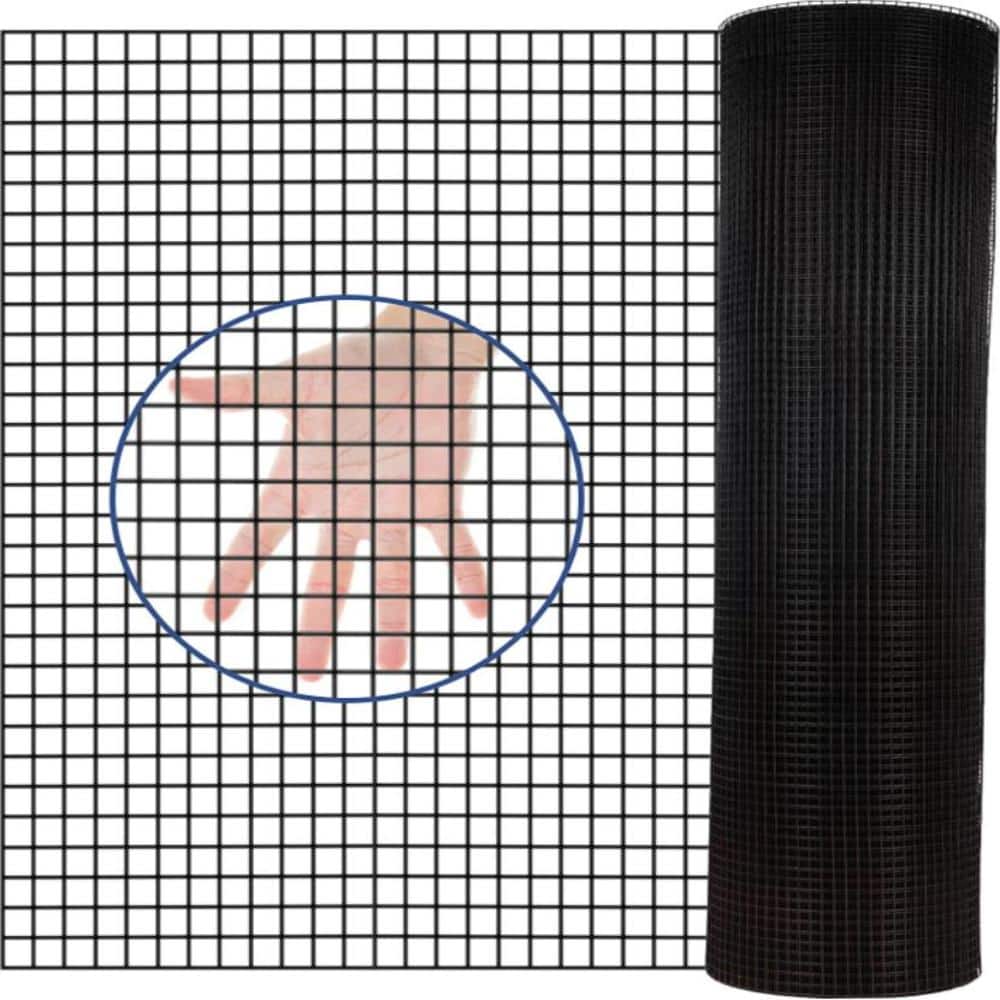 24 in. x 50 ft. 21 Gauge 1/4 inch Black Vinyl Hardware Cloth, Black Welded Wire Fence Supports Poultry Netting Cage price history on PriceWatchPro