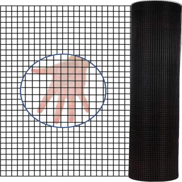 24 in. x 50 ft. 21 Gauge 1/4 inch Black Vinyl Hardware Cloth, Black Welded Wire Fence Supports Poultry Netting Cage