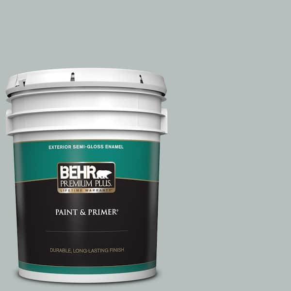 BEHR PREMIUM PLUS 5 gal. #720E-3 Rocky Mountain Sky Semi-Gloss Enamel Exterior Paint & Primer