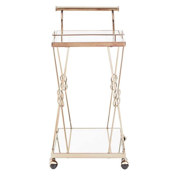 HomeSullivan Champagne Gold Finish Reef Knot Frame And Glass Top And Mirror  Bottom Bar Cart 40E085BS-07 - The Home Depot