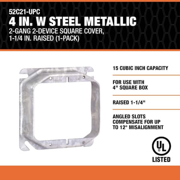 Southwire 4 in. Steel Metallic, 2-Gang, Metal Square Electrical